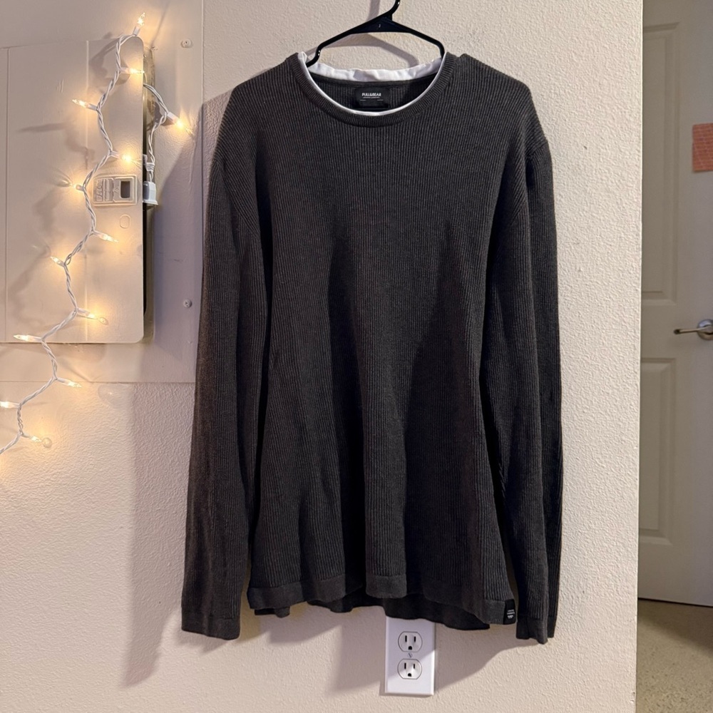 Pull&Bear Dark Gray Long Sleeve Tee